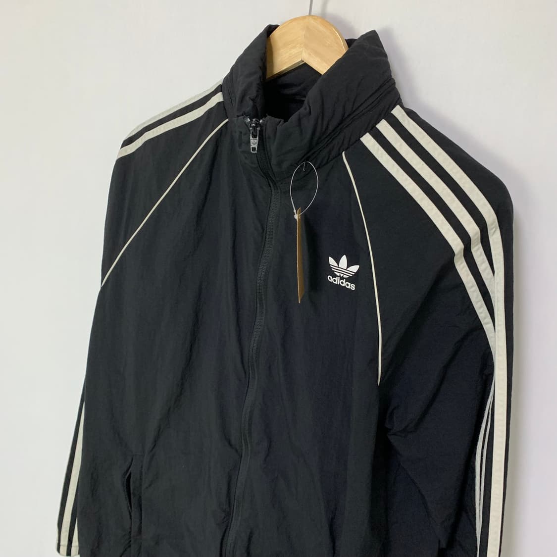 아디다스 삼선 트랙탑 바람막이 후드 투웨이 지퍼 자켓 블랙 상품이미지3