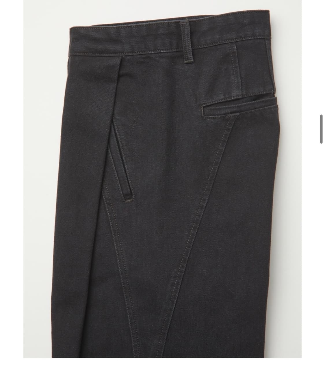쿠어 딥 플리츠 커브드 데님 팬츠 블랙 L 상품이미지3