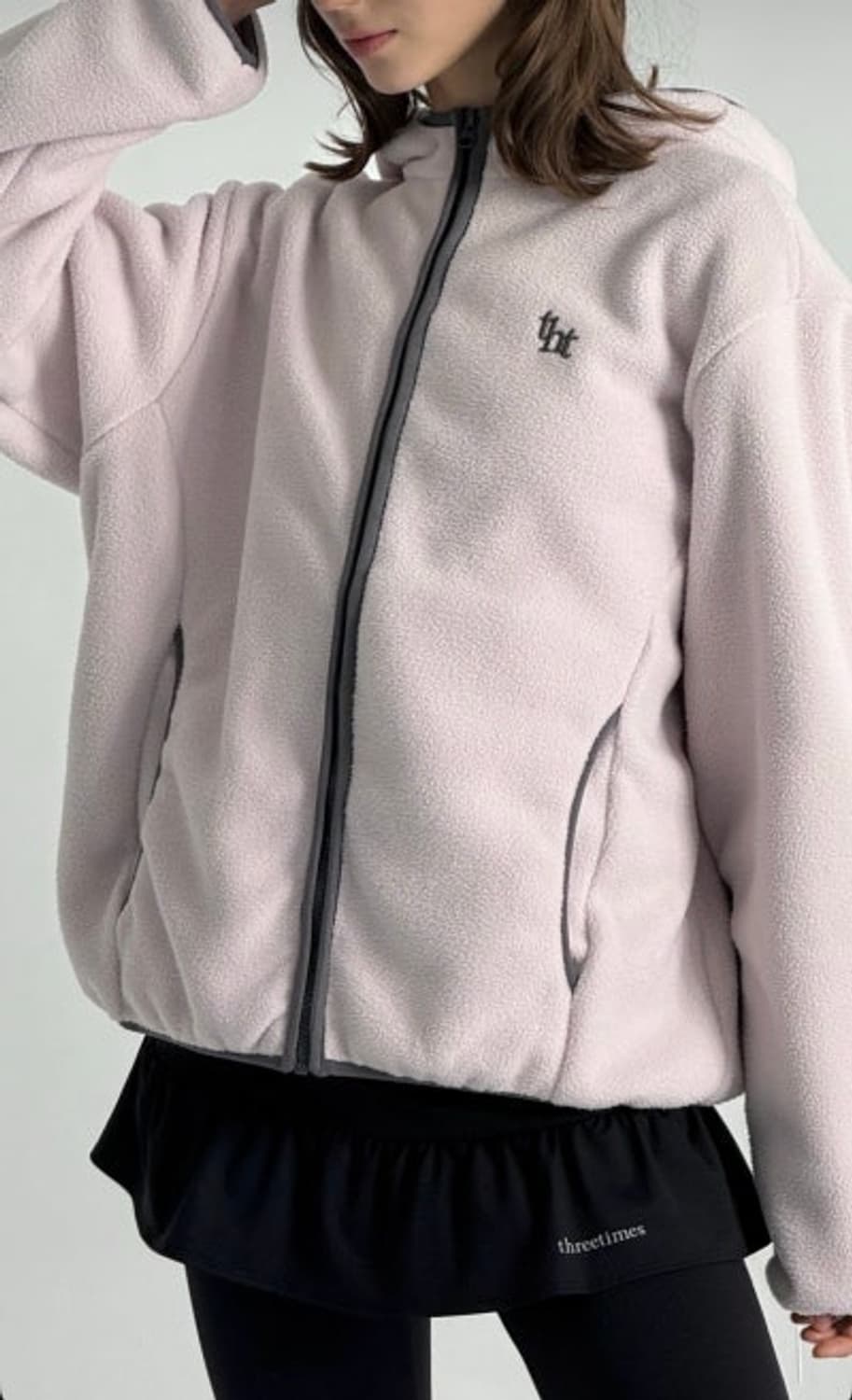 (택있음)쓰리타임즈 쿠키 플리스 후리스 베이비핑크 상품이미지2