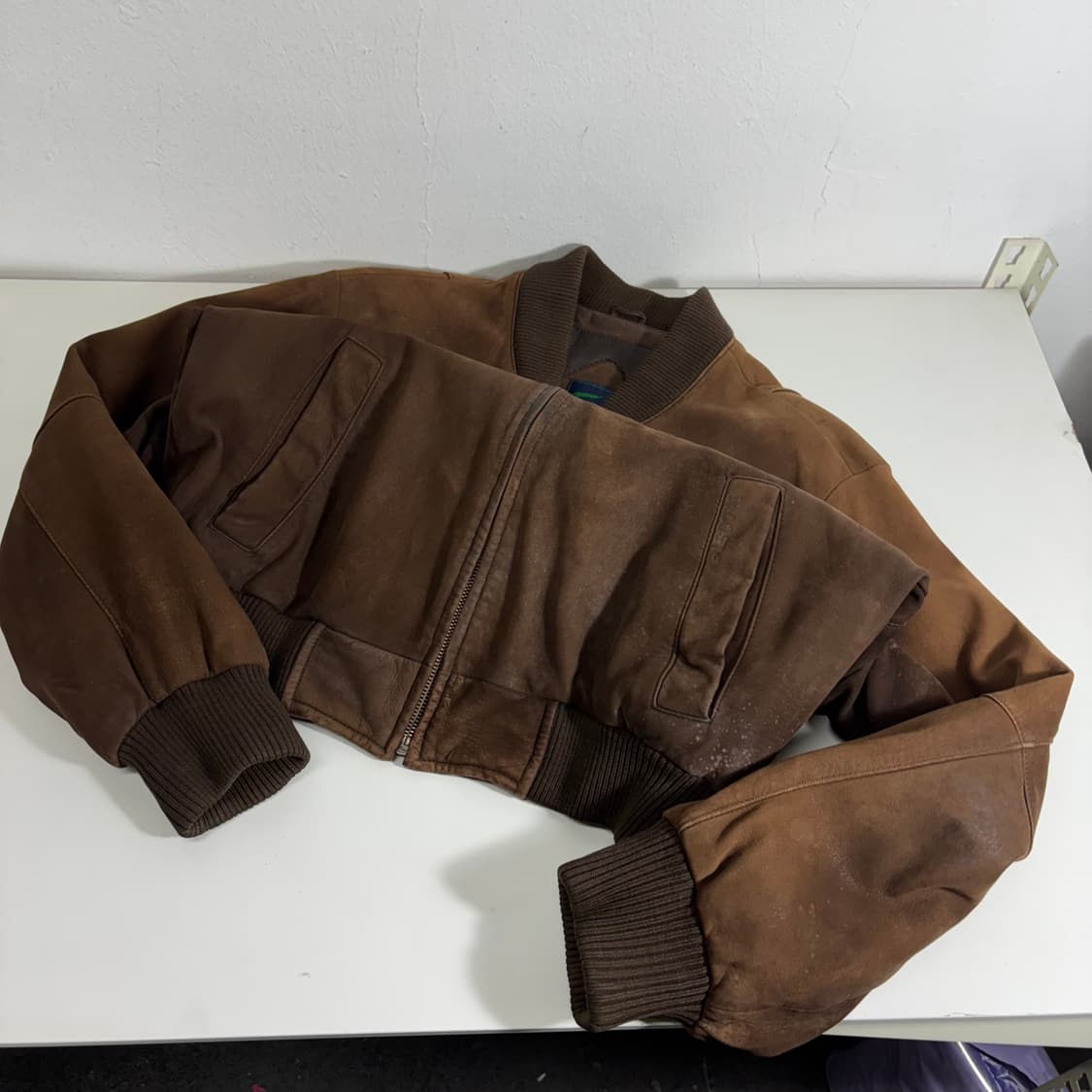 M-L 라코스테 빈티지워싱 양가죽점퍼 상품이미지2