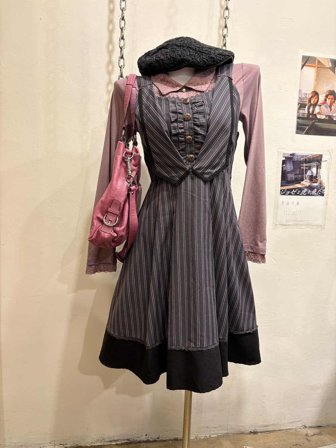 axes femme 엑시즈팜 스트라이프 그레이 원피스 상품이미지1