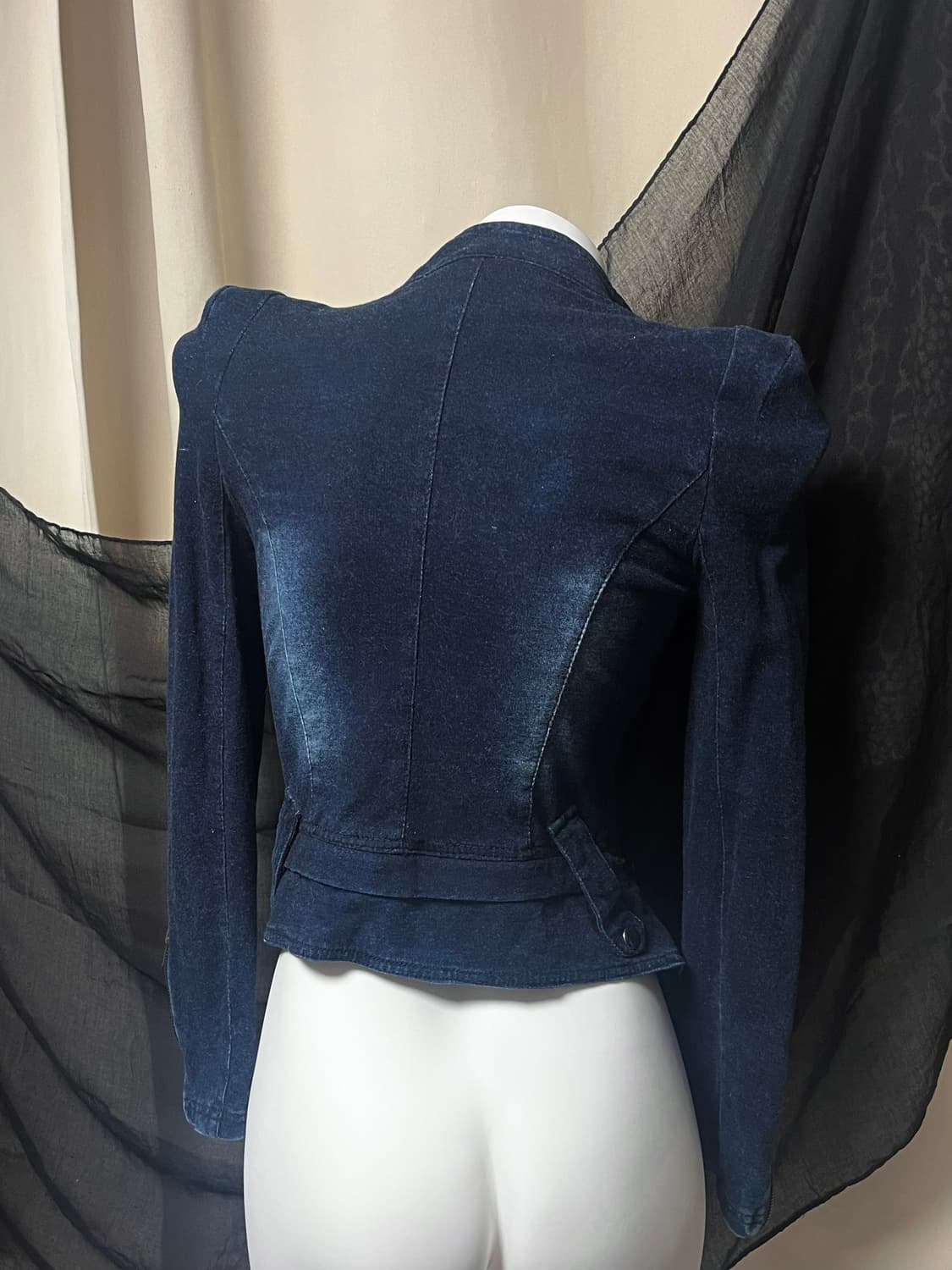 Asymmetric zipper v-kei mood 데님 자켓 M 상품이미지5