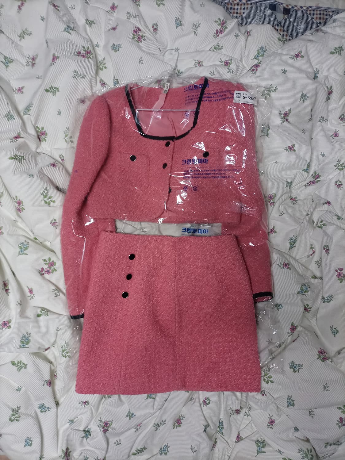 핑크 트위드 투피스 세트(자켓+스커트) 상품이미지5