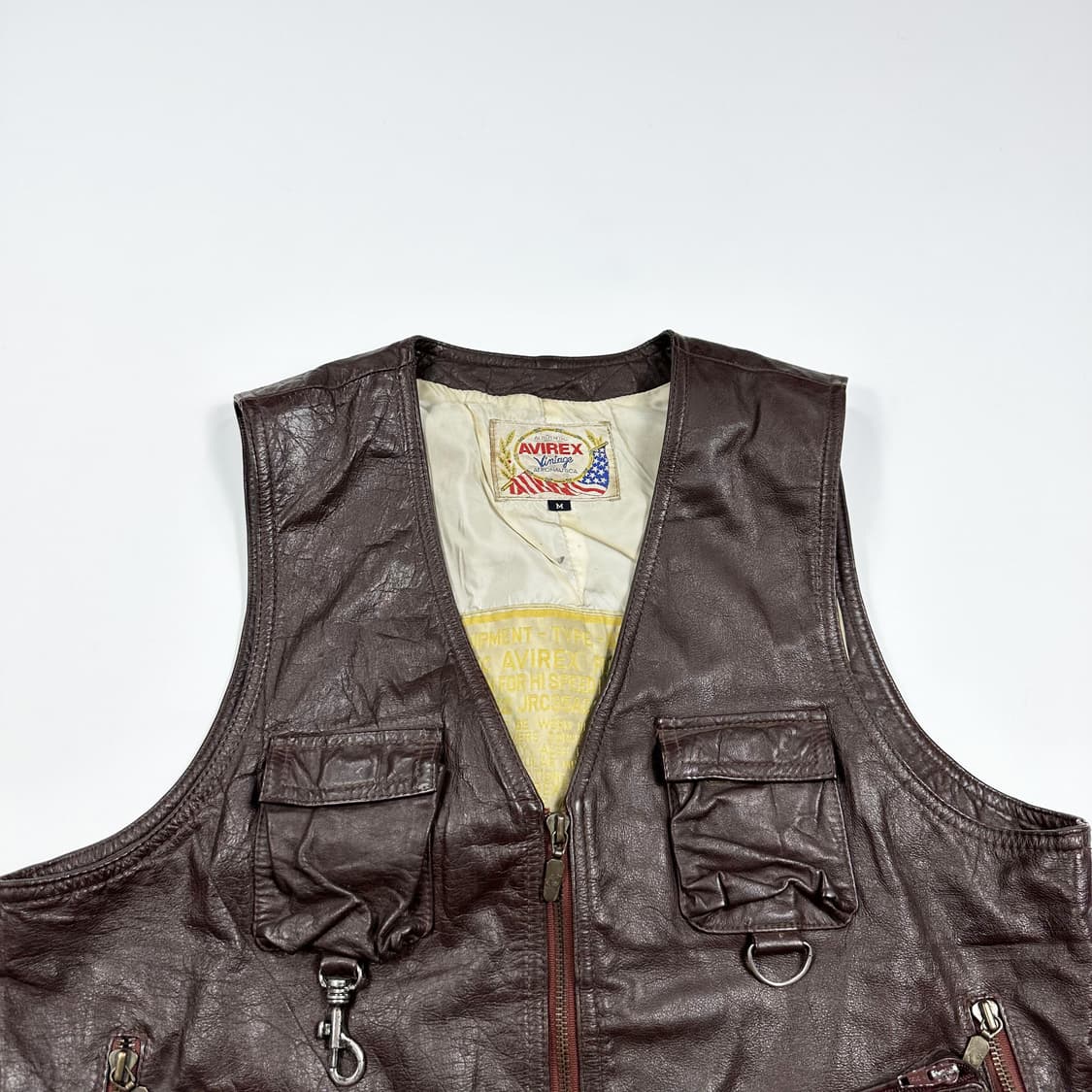 (안감오염) 아비렉스 빈티지 웨스턴 레더 베스트 M 상품이미지2