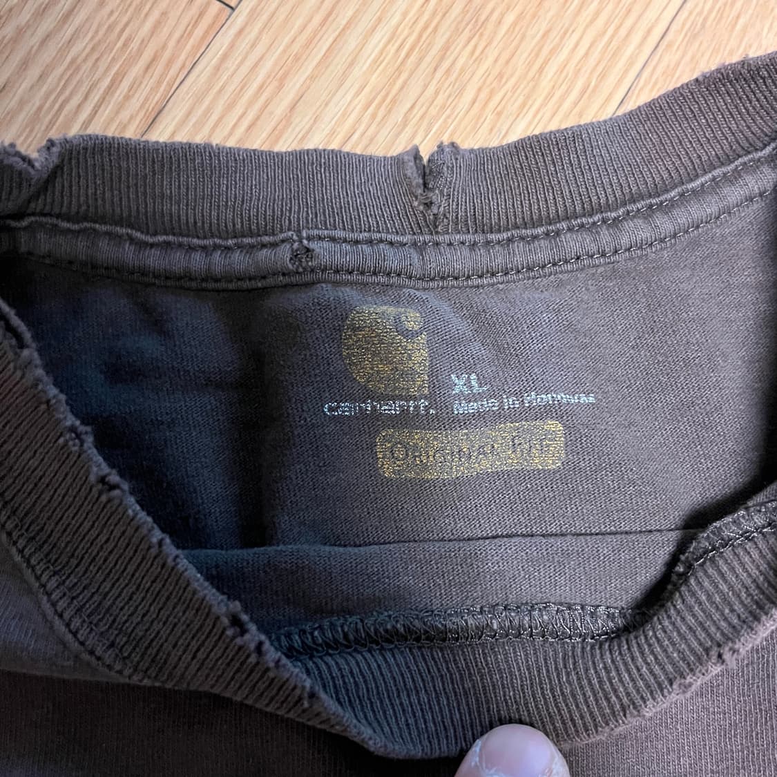 [XL] 빈티지 칼하트 썬페이드 브라운 포켓티 상품이미지5