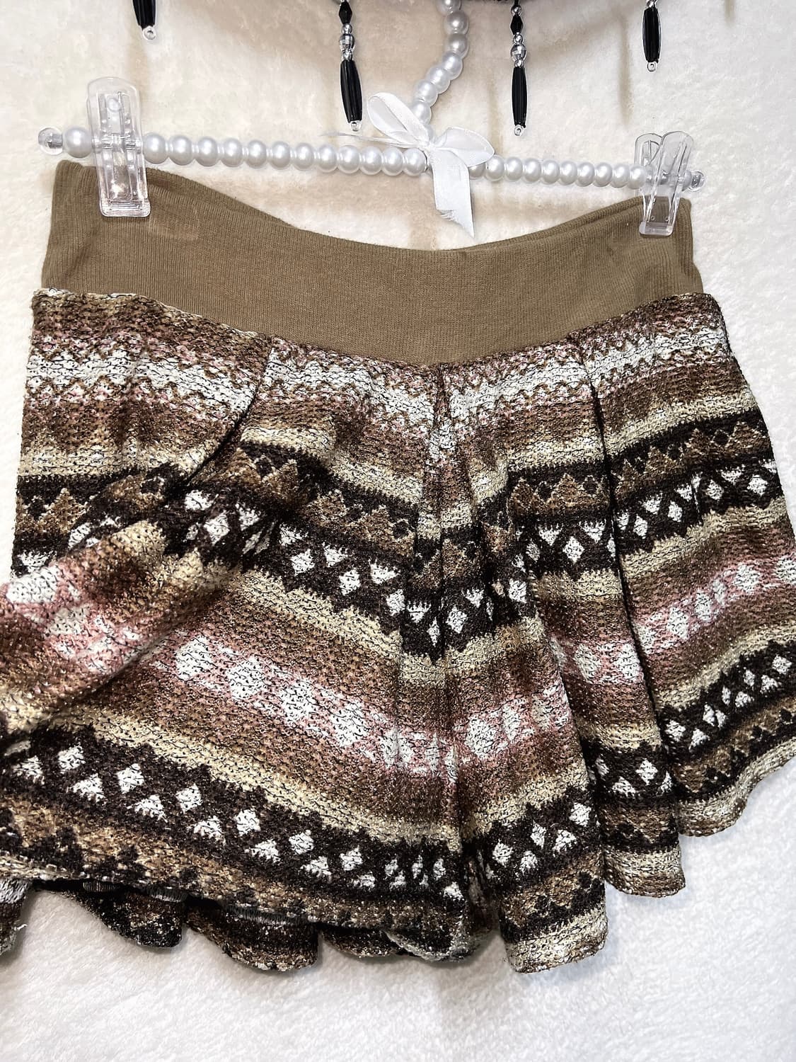 라떼갸루 니트 노르딕패턴 큐롯팬츠 반바지 히피 모리 오리엔탈 그런지 핀터 상품이미지3