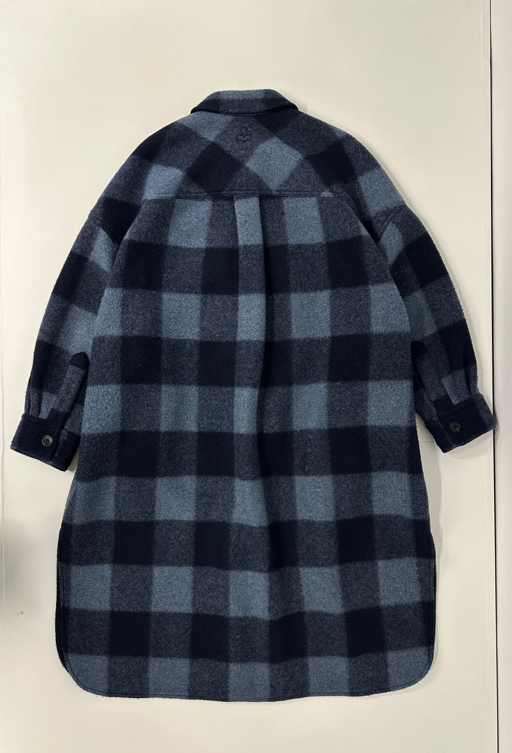 이자벨마랑 에뜨왈 블루 폰티지 체크 펠트 코트 상품이미지3