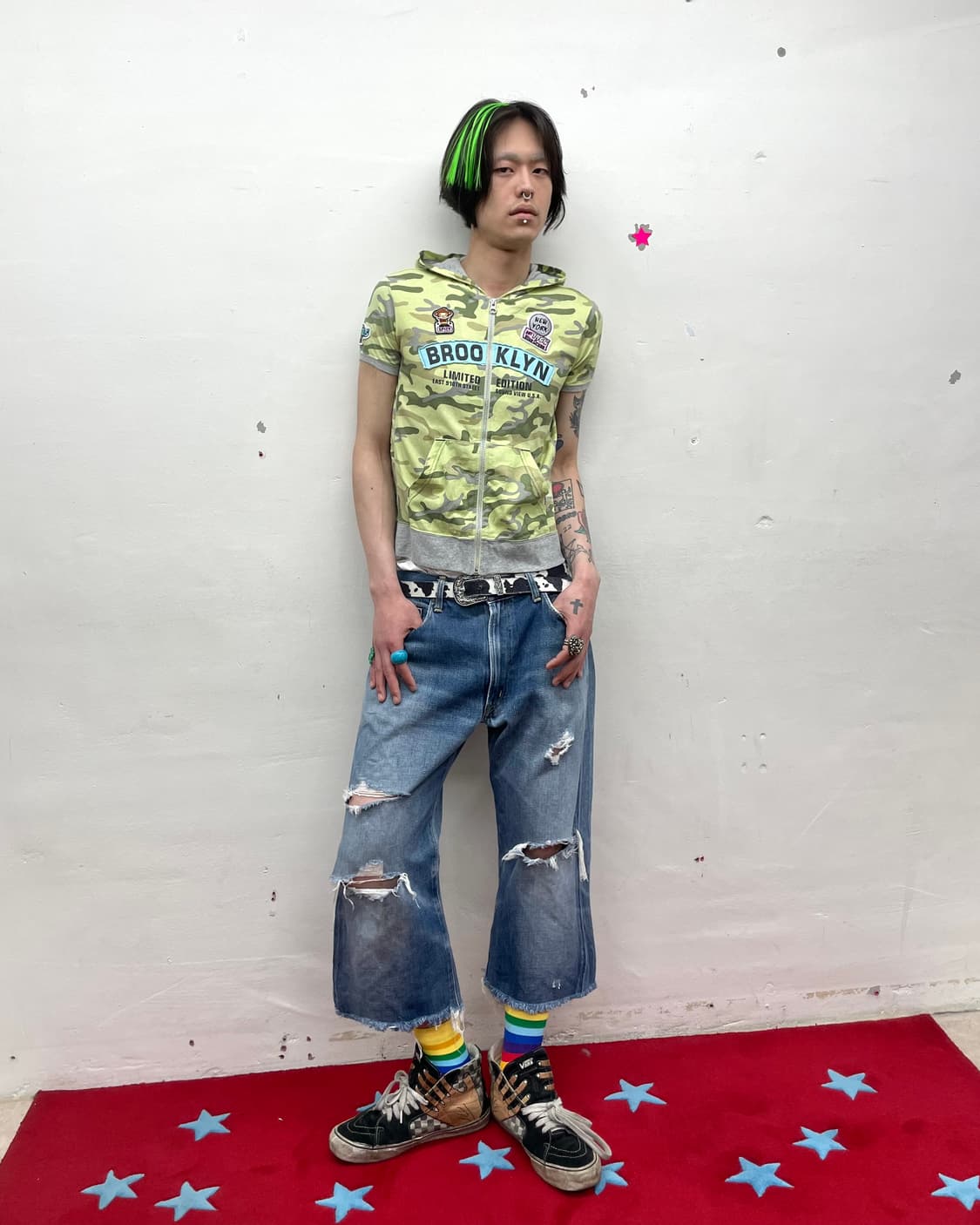 Blue Cross Monkey Camo Hooded T-Shirt  상품이미지5