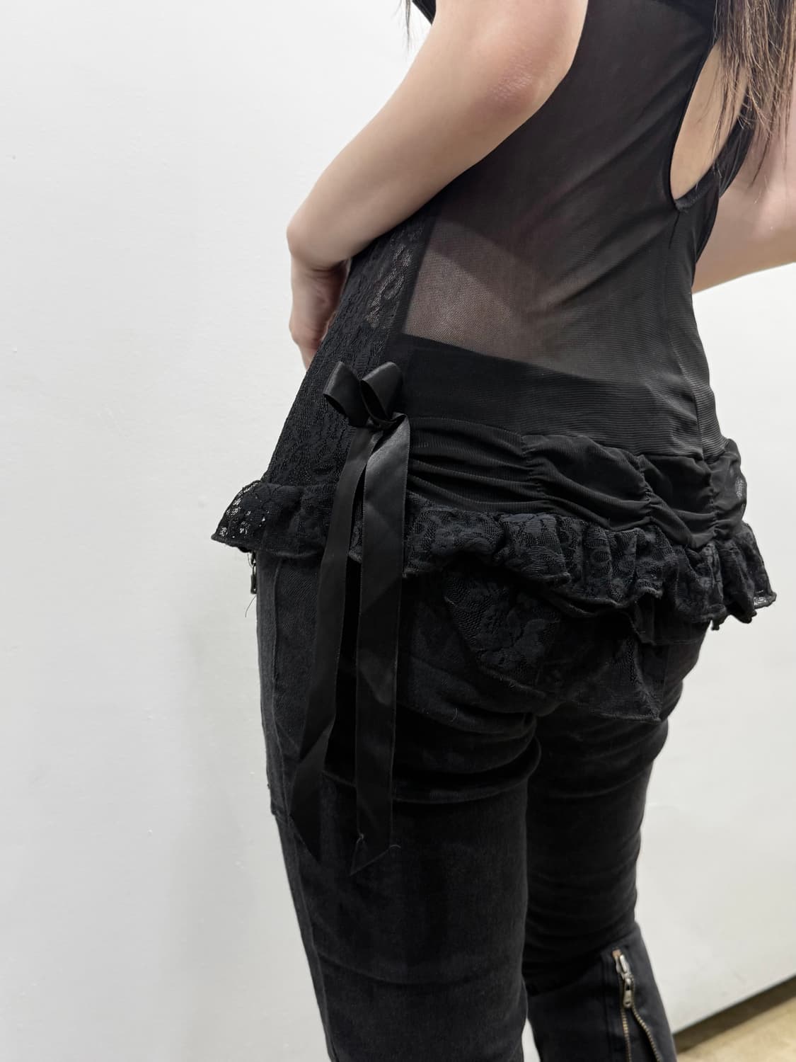 리본 레이스 디테일 시스루 코르셋 상품이미지5