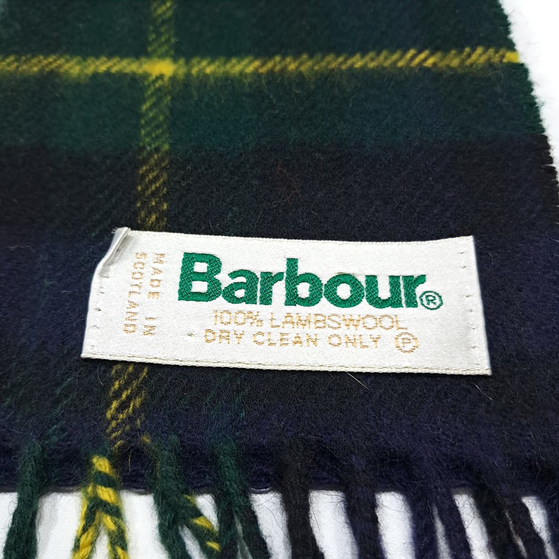 MX619 바버 90s 스코틀랜드판 램스울 타탄체크 네이비 머플러 목도 상품이미지5