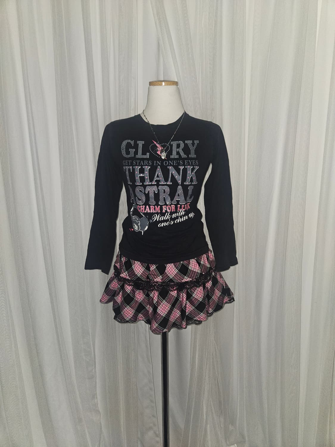 my classics 캐캐체 y2k 슈슈룬 핑크 체크 스커트 상품이미지2