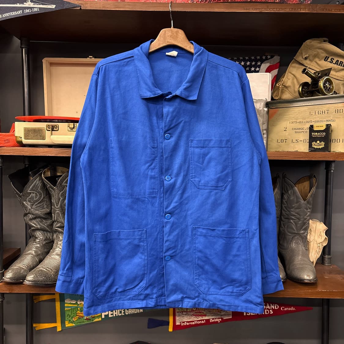 80~90s 리얼워크 엠브로이드 코튼트윌 프렌치워크자켓 N1300 상품이미지1