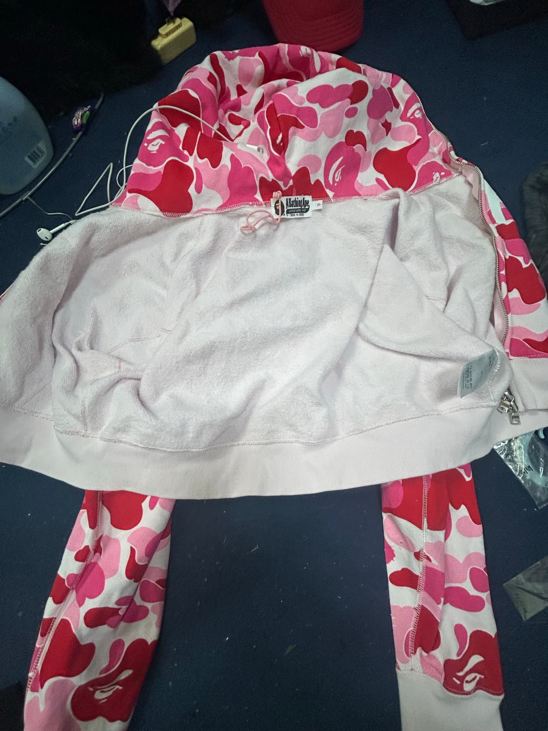 베이프 ABC카모 핑크 크롭 후드집업 상품이미지4