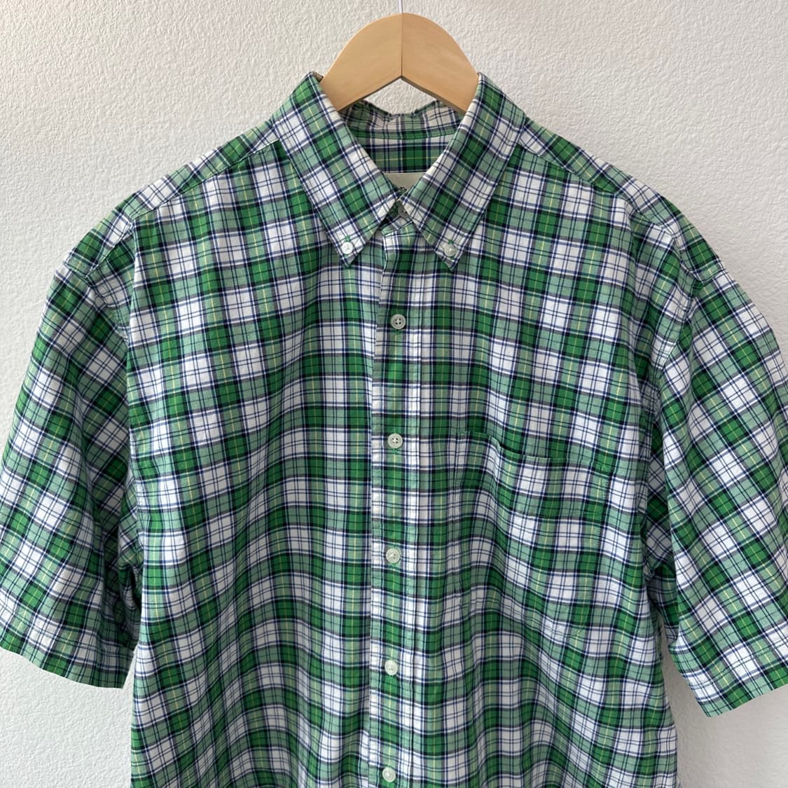 [체감 L-XL] 에디바우어 빈티지 그린 플래드 체크 반팔 셔츠 M 상품이미지2