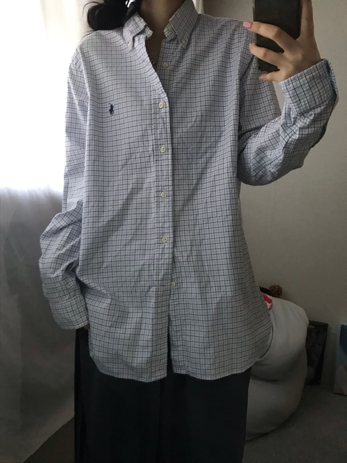 폴로 화이트 체크셔츠 상품이미지1