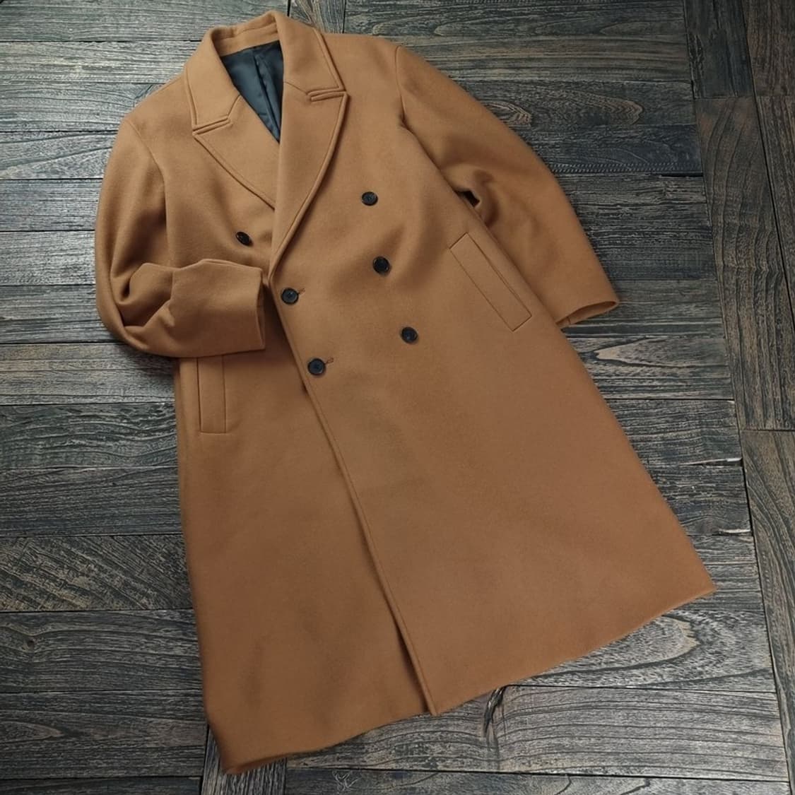 [쿠어] 캐시미어 블랜디드 오버핏 더블 롱코트 카멜 M18119 상품이미지1