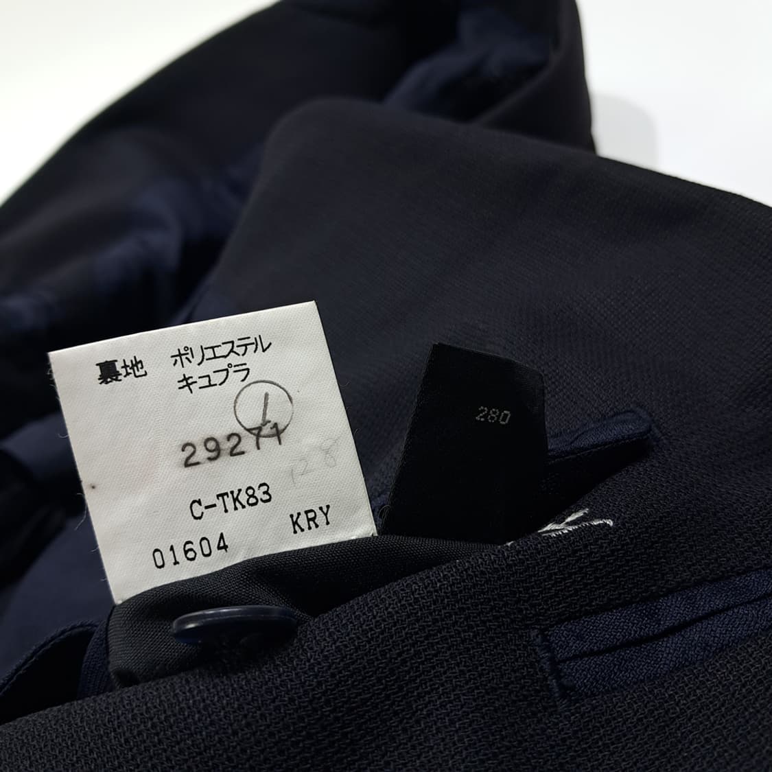 CL087 L 버버리 90s 퓨어 뉴 울 금장 로고 버튼 더블 네이비  상품이미지5