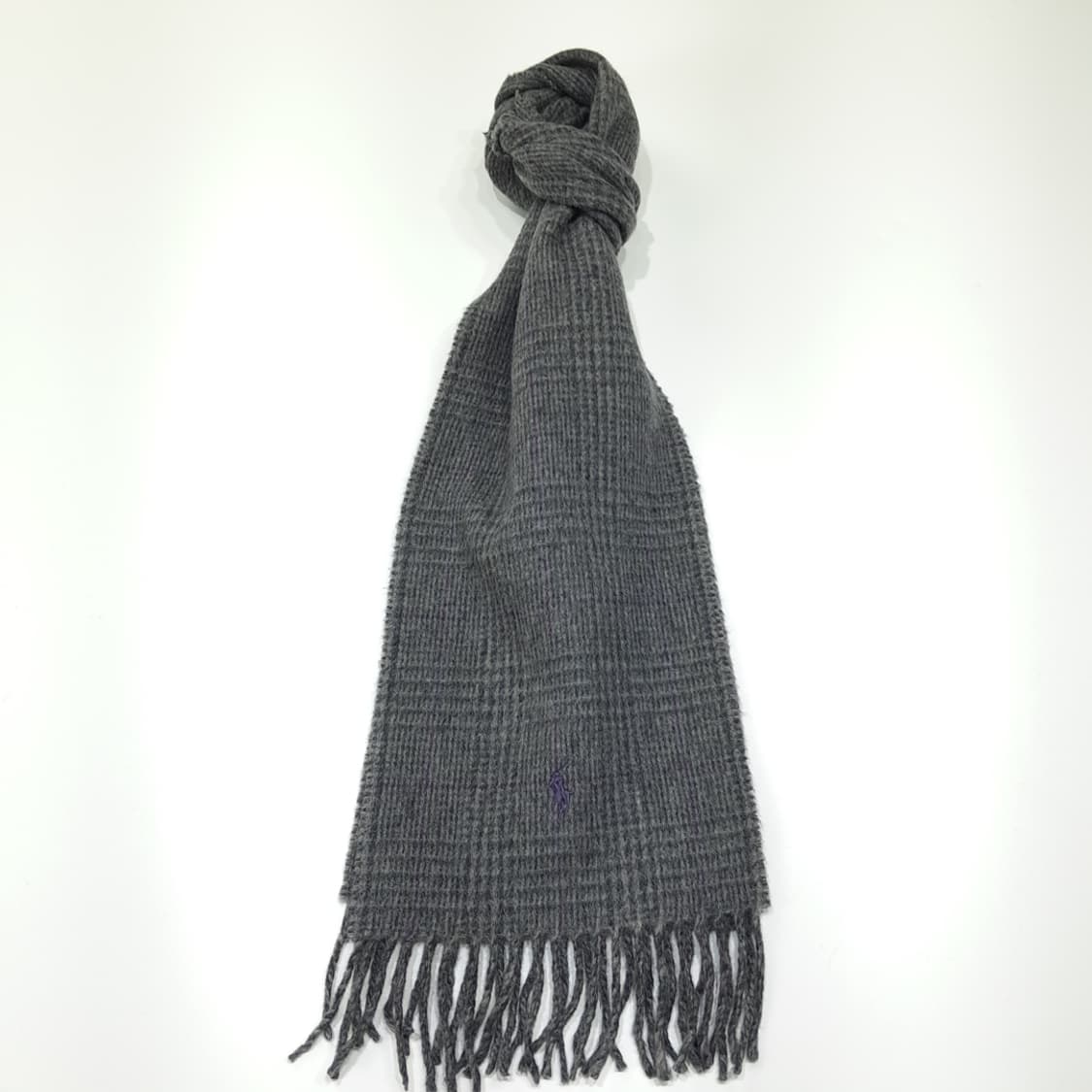 MX407 폴로 랄프 로렌 그레이 글렌 체크 & 퍼플 라인 양면 울 혼 상품이미지1