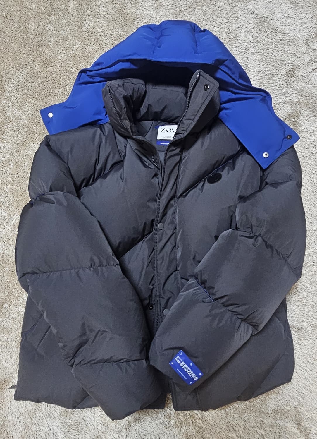 아더에러x자라 오버사이즈 패딩 자켓 그레이 M 상품이미지1