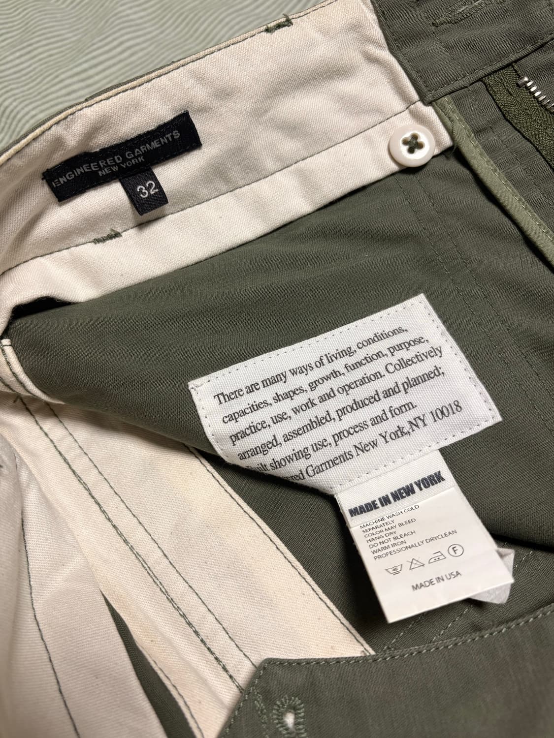 엔지니어드 가먼트 퍼티그 팬츠 올리브 코튼 립스타 상품이미지3