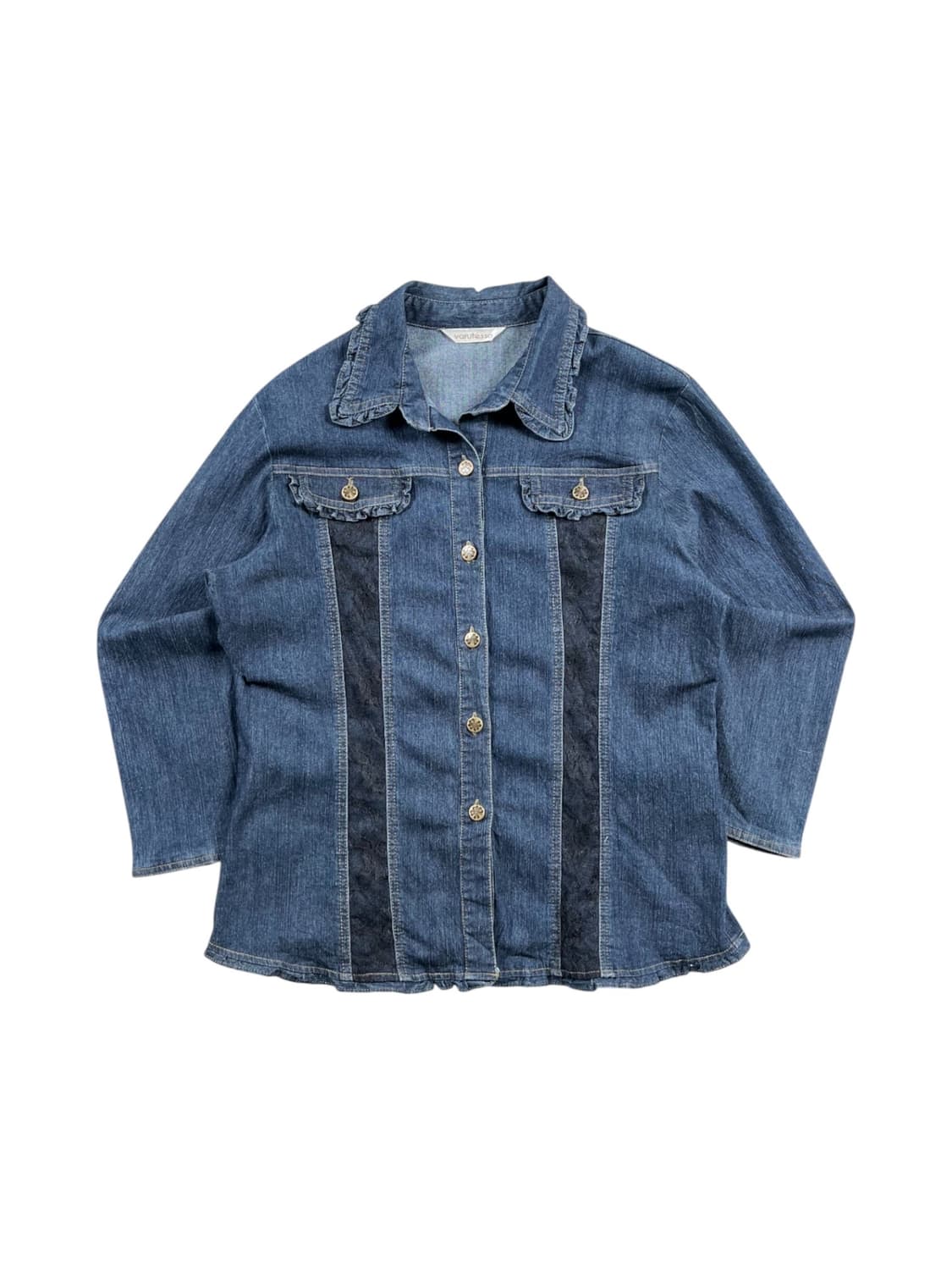 레이스 도킹 데님 셔츠자켓 상품이미지1