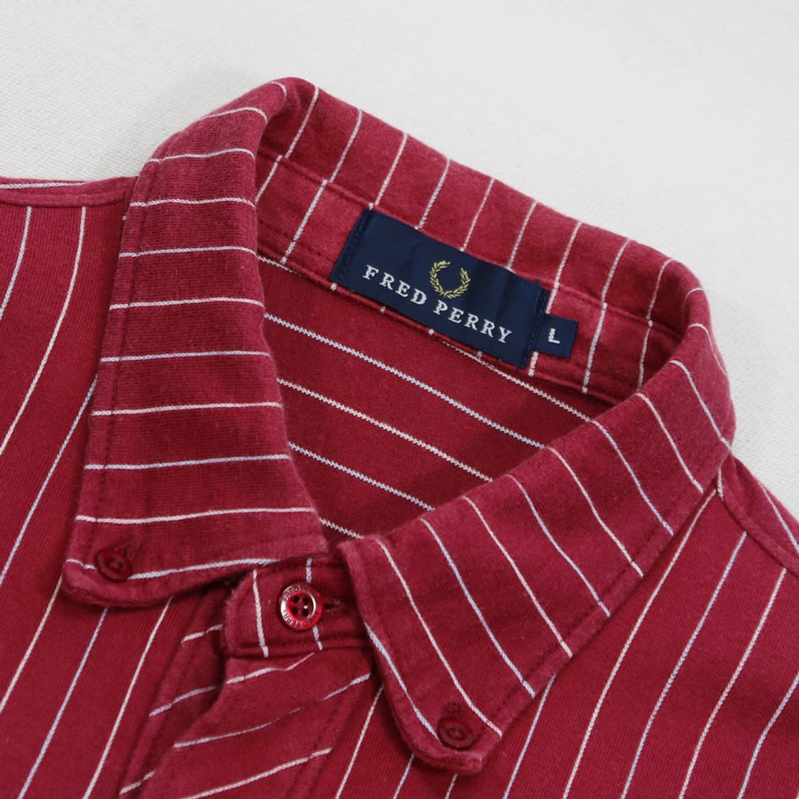 (착용컷) FRED PERRY 스트라이프 반팔 셔츠 (남성용 98) 상품이미지5