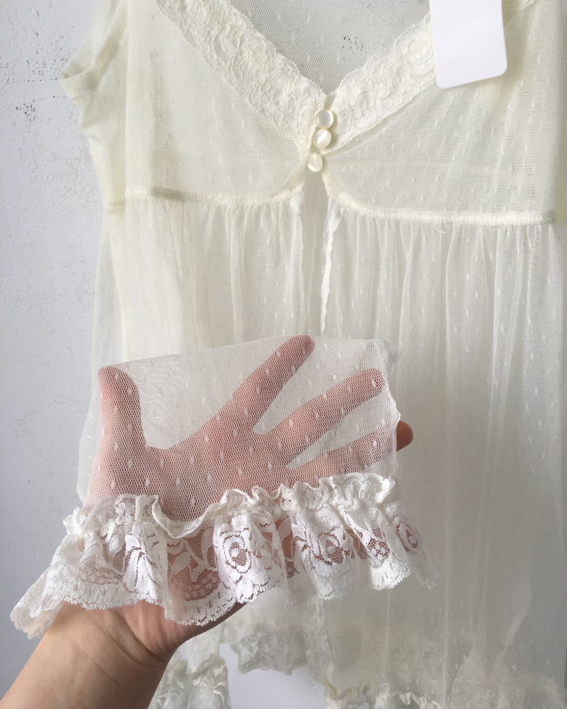Dot pattern see through sleeveless 상품이미지4