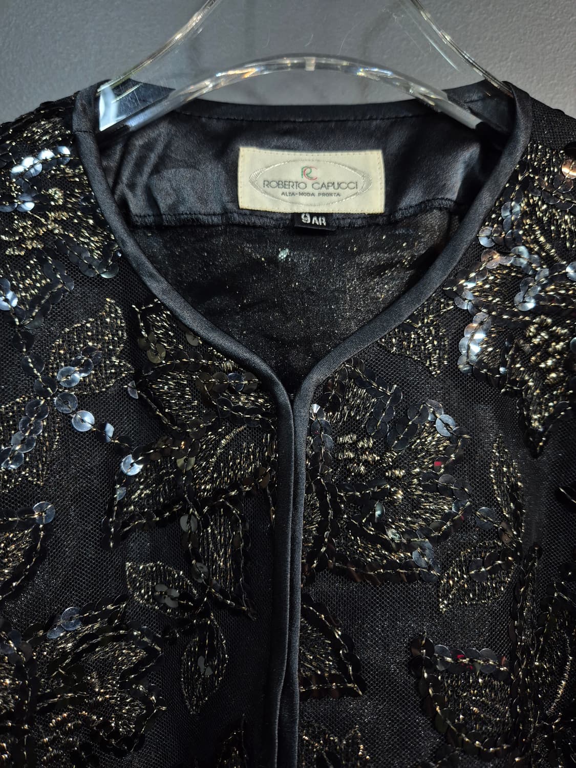 Roberto Capucci 꽃무늬 금빛 스팽글 자수 시스루 자켓 S 상품이미지6
