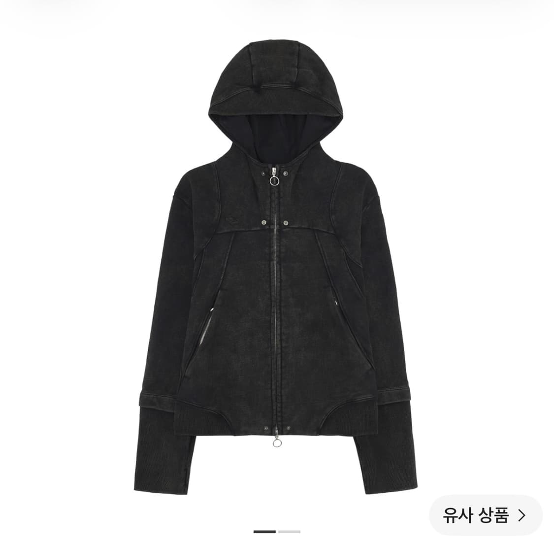 미스치프 롬버스 펀칭 후드 집업 블랙 상품이미지1