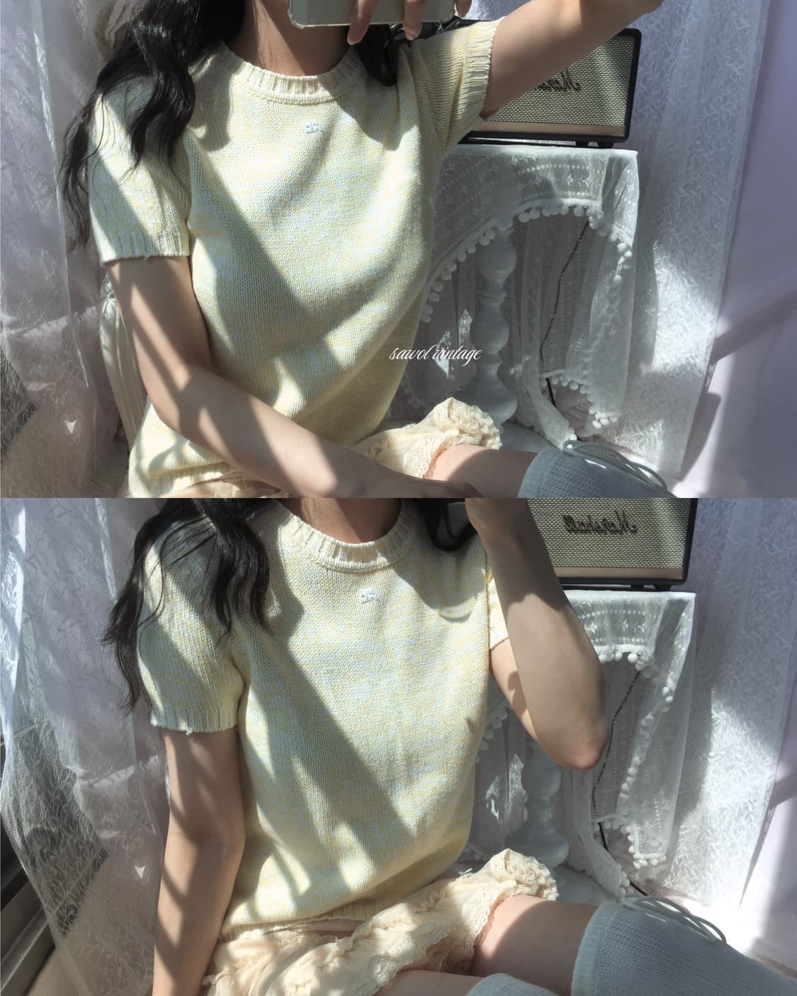 꾸레쥬 니트반팔 상품이미지1
