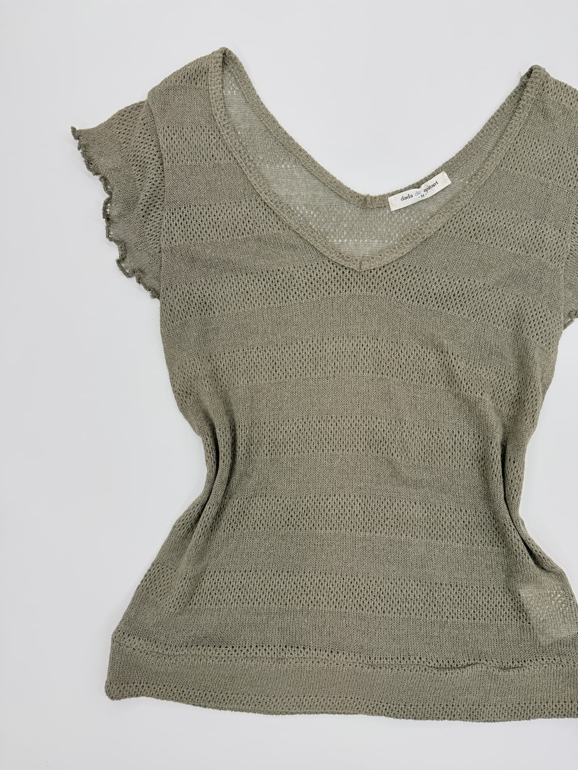 빈티지 DADA DE EPATANT 카키 시스루 레이어드 반팔 상품이미지2