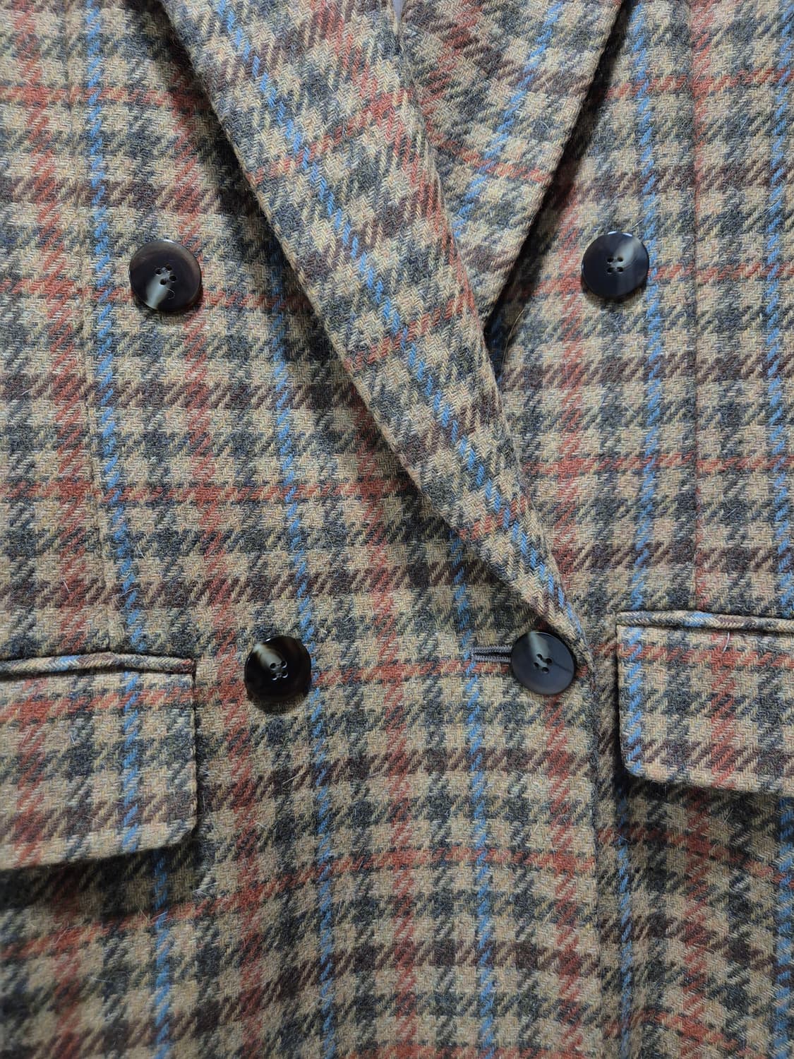 체크 패턴 더블 버튼 자켓 브라운 상품이미지3