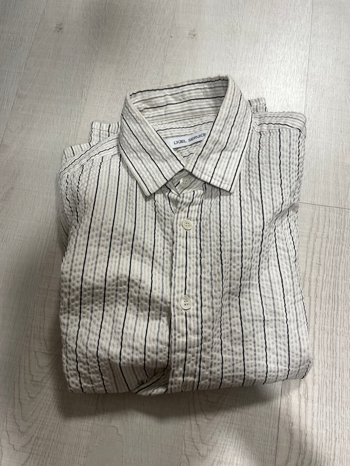 (1) 리젤서비스 스트라이프 크롭셔츠 상품이미지1