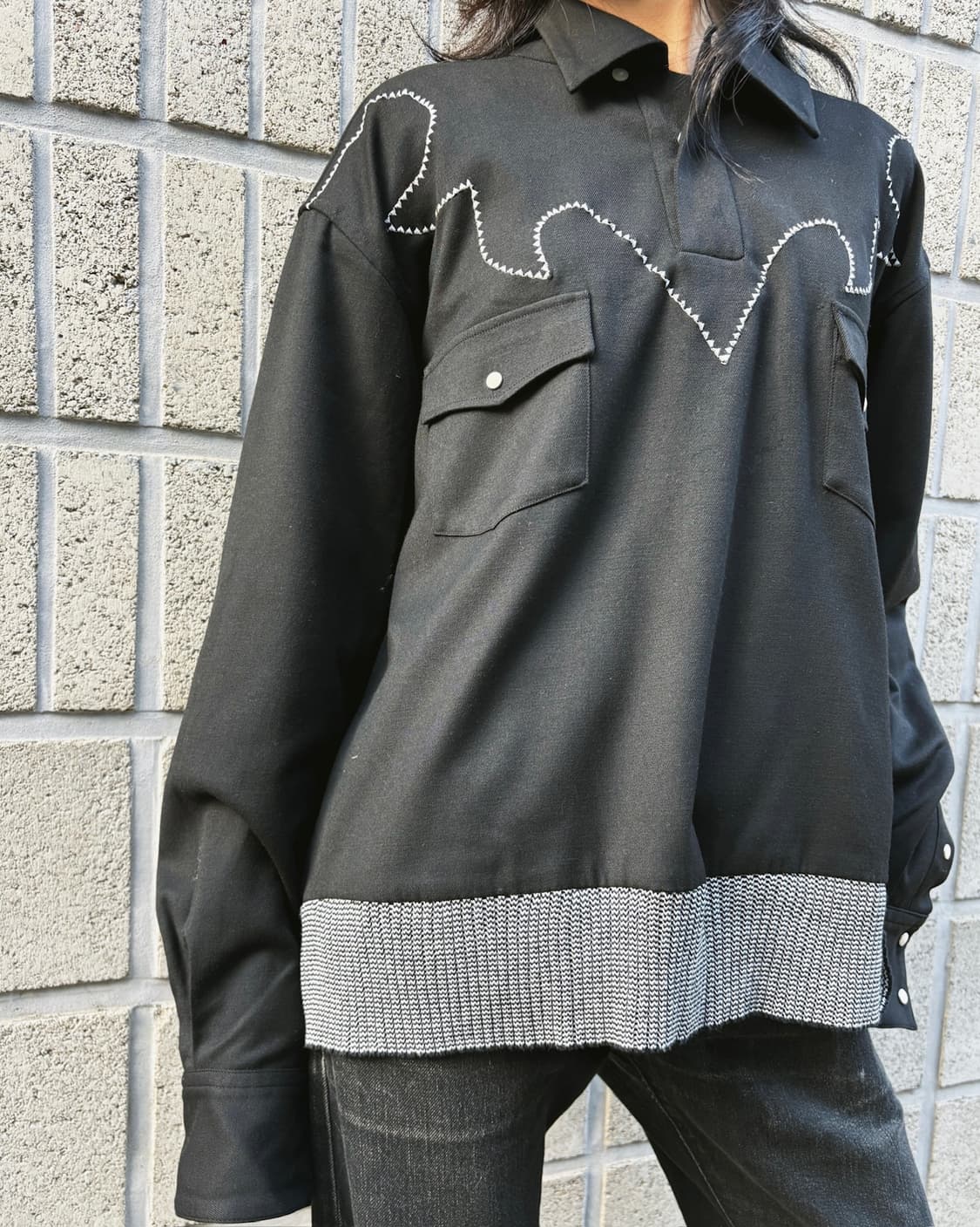 시스콰치패브릭스 니트도킹 풀오버 셔츠 상품이미지3