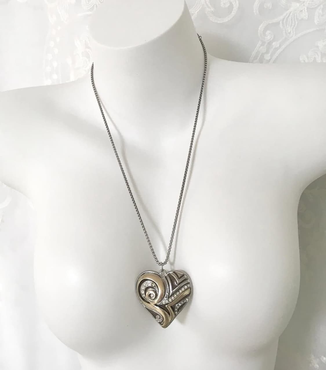 빈티지 오리엔탈 페어리 하트 큐빅 목걸이 상품이미지1