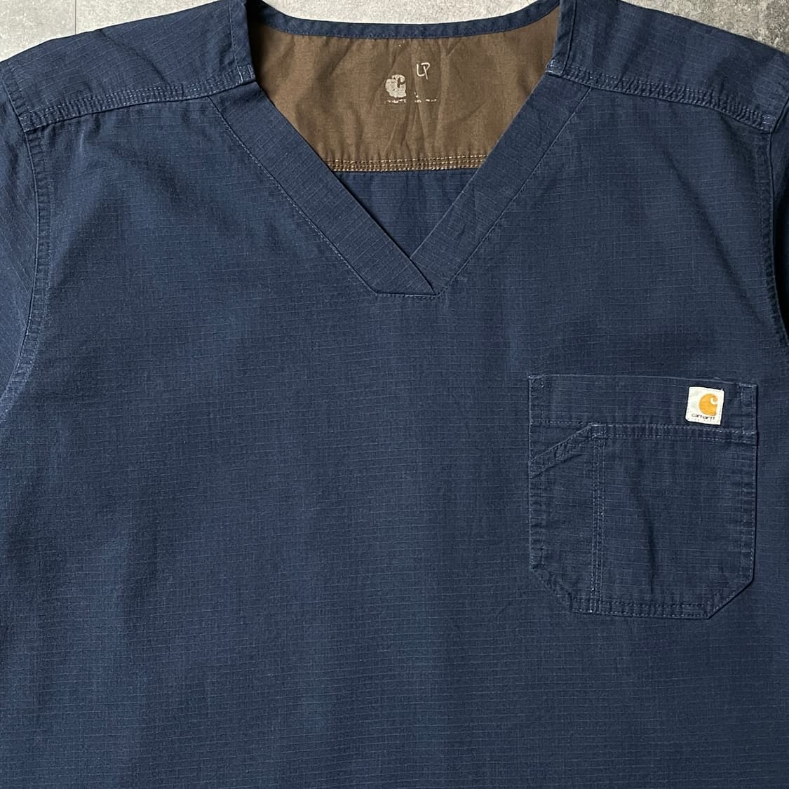 CARHARTT 칼하트 네이비 리프스탑 브이넥 워크반팔티셔츠 A01059 상품이미지3