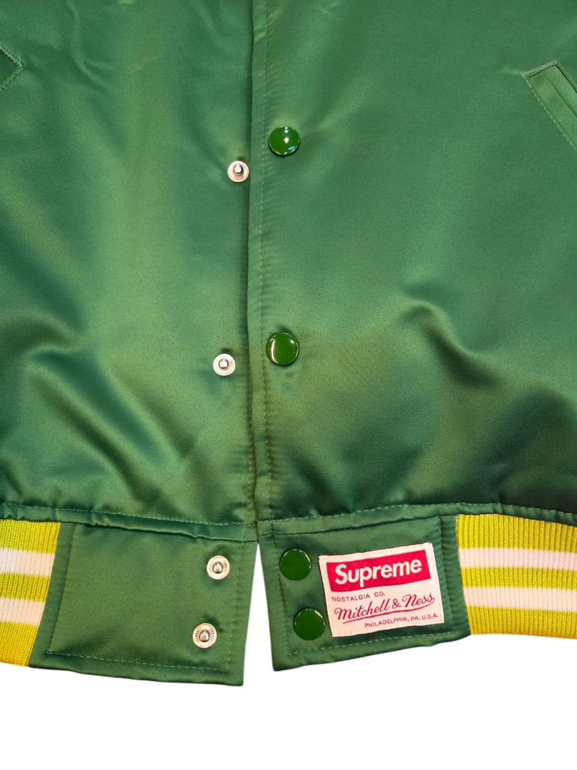 24FW 슈프림 미첼 & 네스 사틴 바시티 자켓 그린  상품이미지4