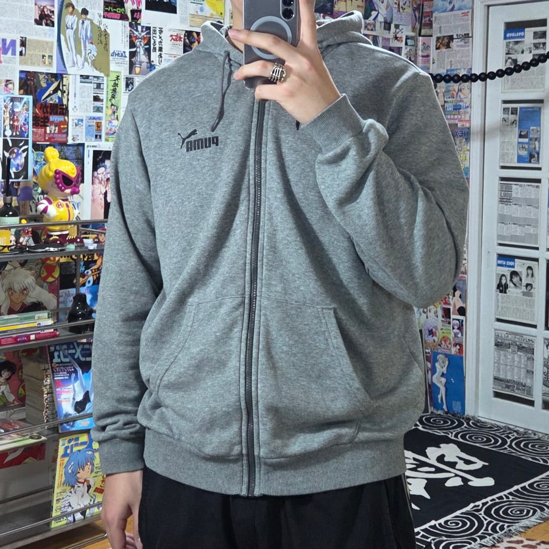 퓨마 오버핏 그레이 후드집업 상품이미지2