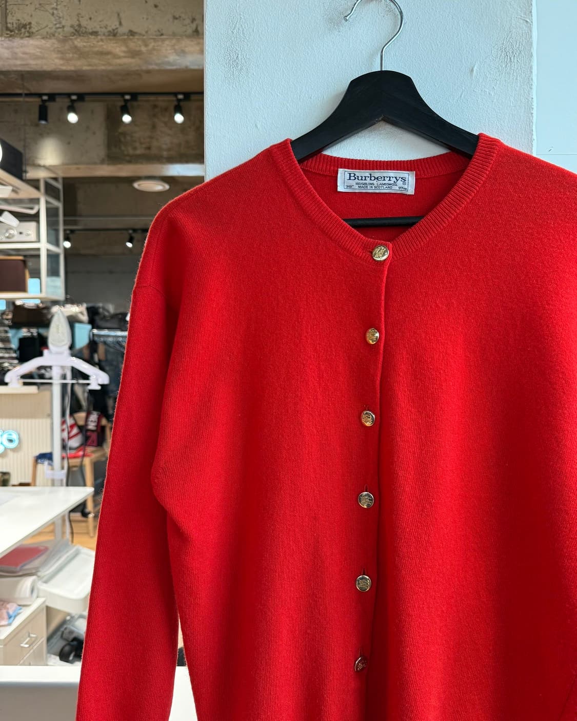 버버리 레드 금장 램스울 가디건 상품이미지4