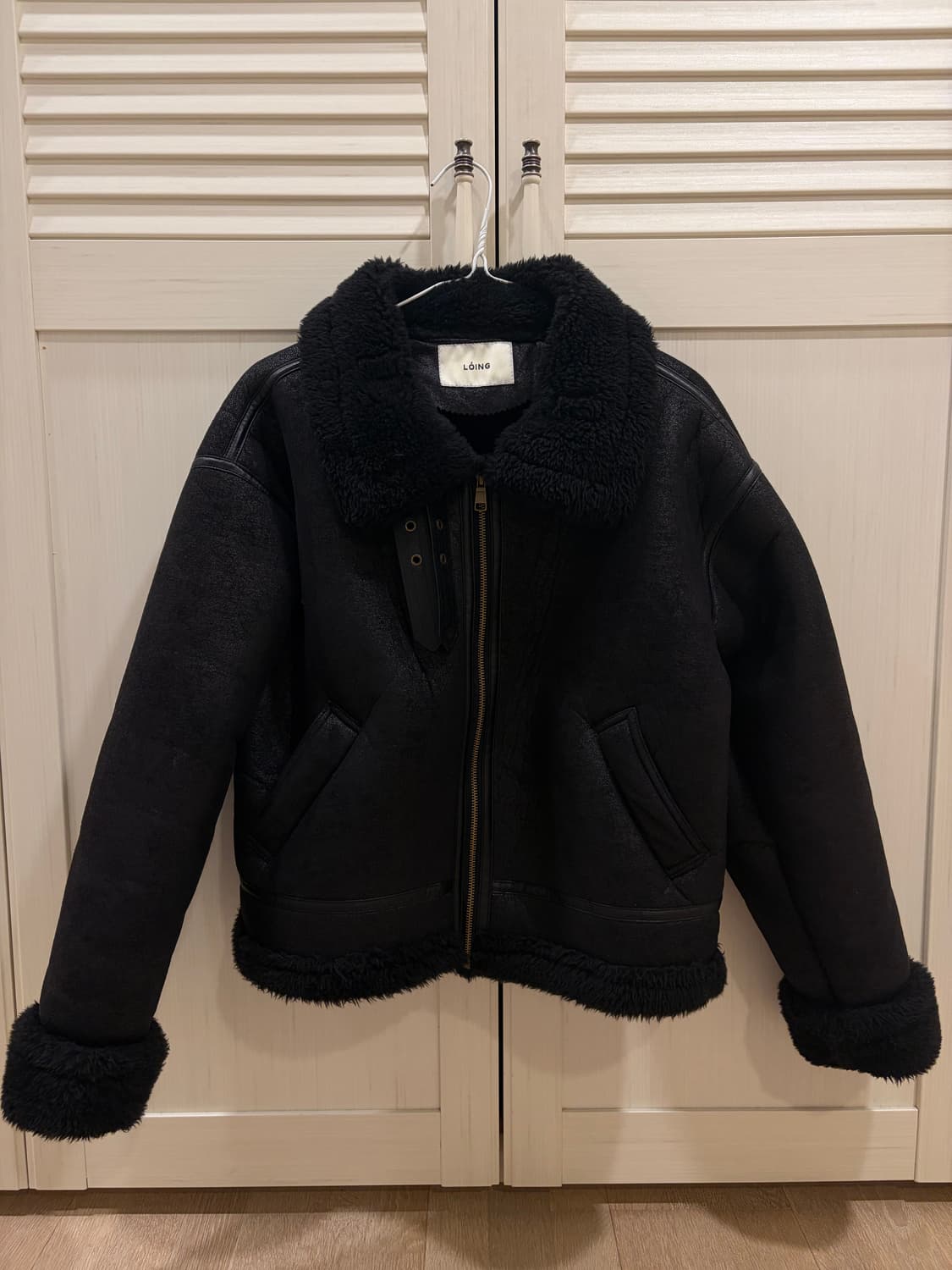 어텀 무스탕 자켓 블랙 상품이미지1