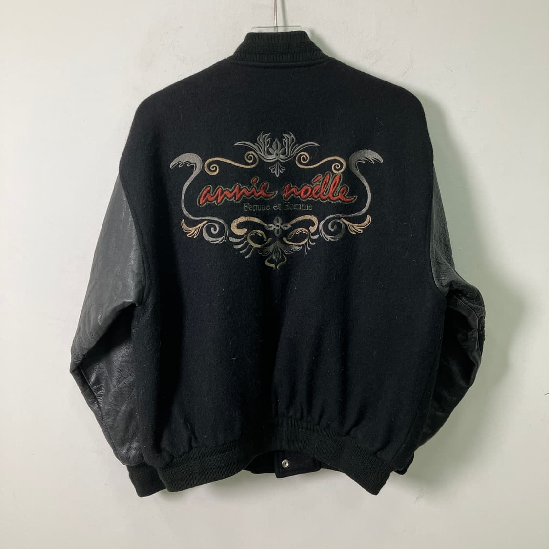 VTG 빈티지 블랙 울 레더 바시티 자켓  상품이미지2