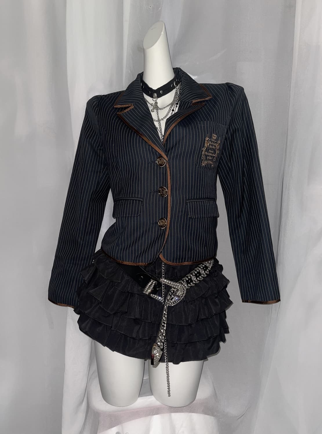 Jk 스쿨룩 스트라이프 네이비 자켓 갸루 상품이미지2