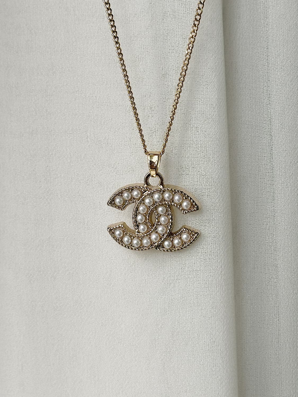 샤넬 CC로고 진주 빅 목걸이 골드 업사이클링 상품이미지3