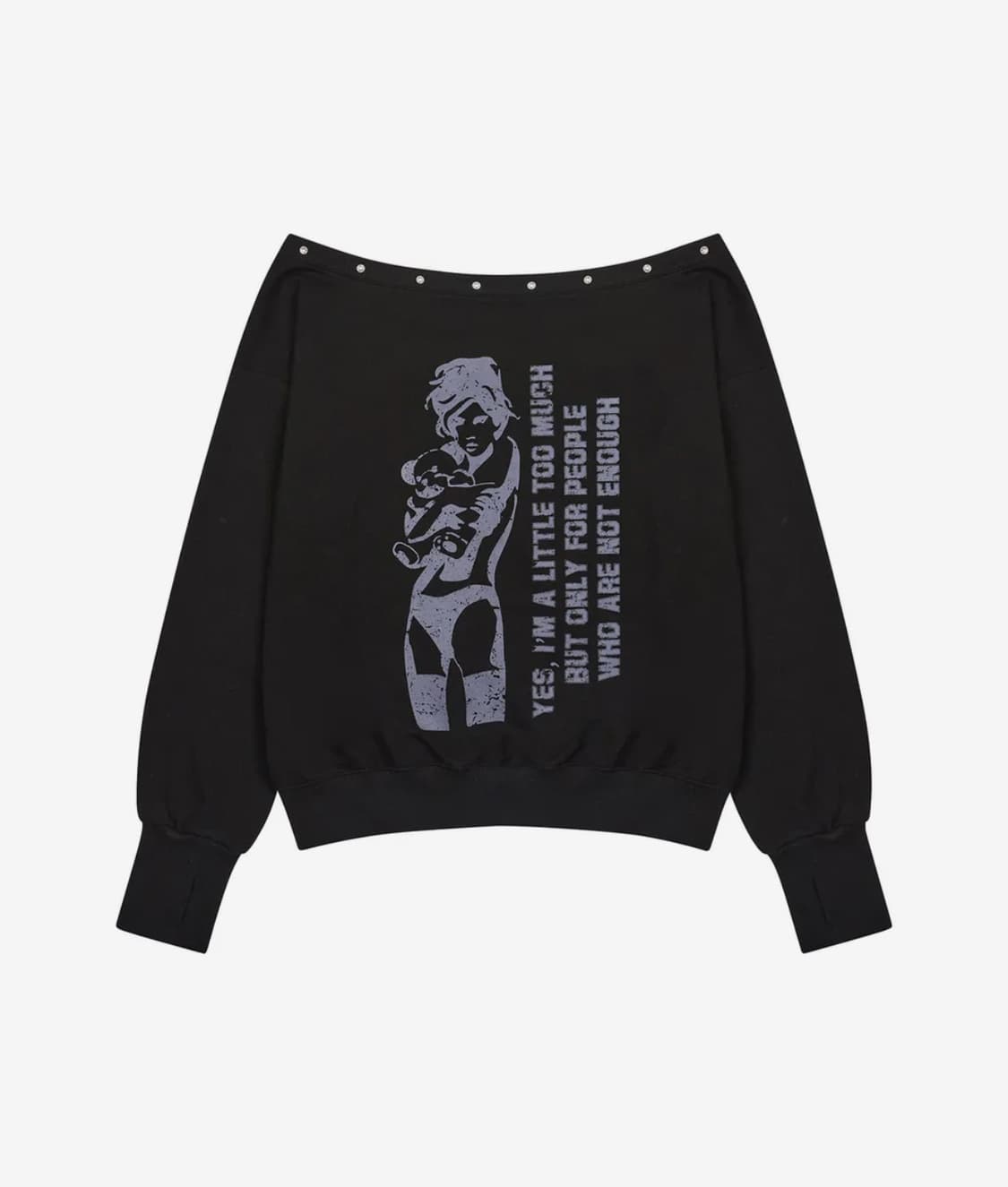 러브이즈트루 GT one shoulder sweatshirt (black 상품이미지2