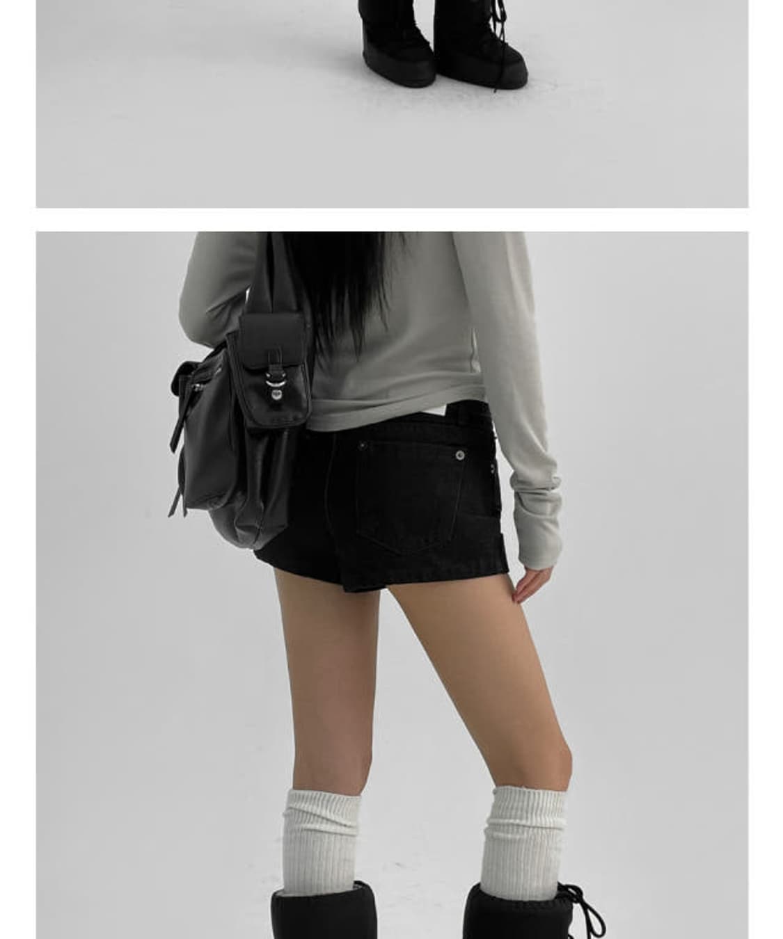 블랙업 핫크 논페이드 숏 데님팬츠 (ootj) 흑청 상품이미지2