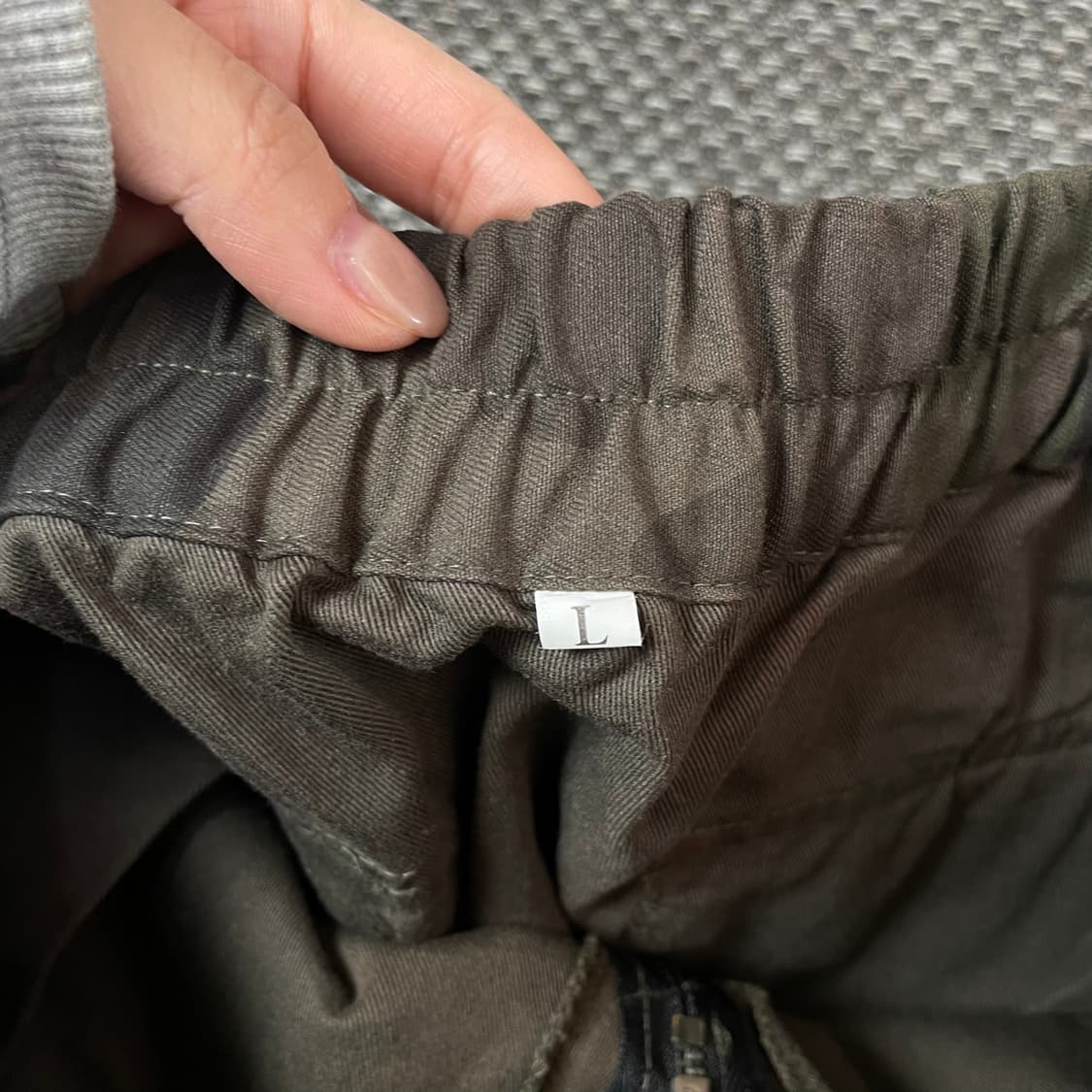 (30) 빈티지 카키 카모 H라인 뒷밴딩 미니 스커트 L 상품이미지3