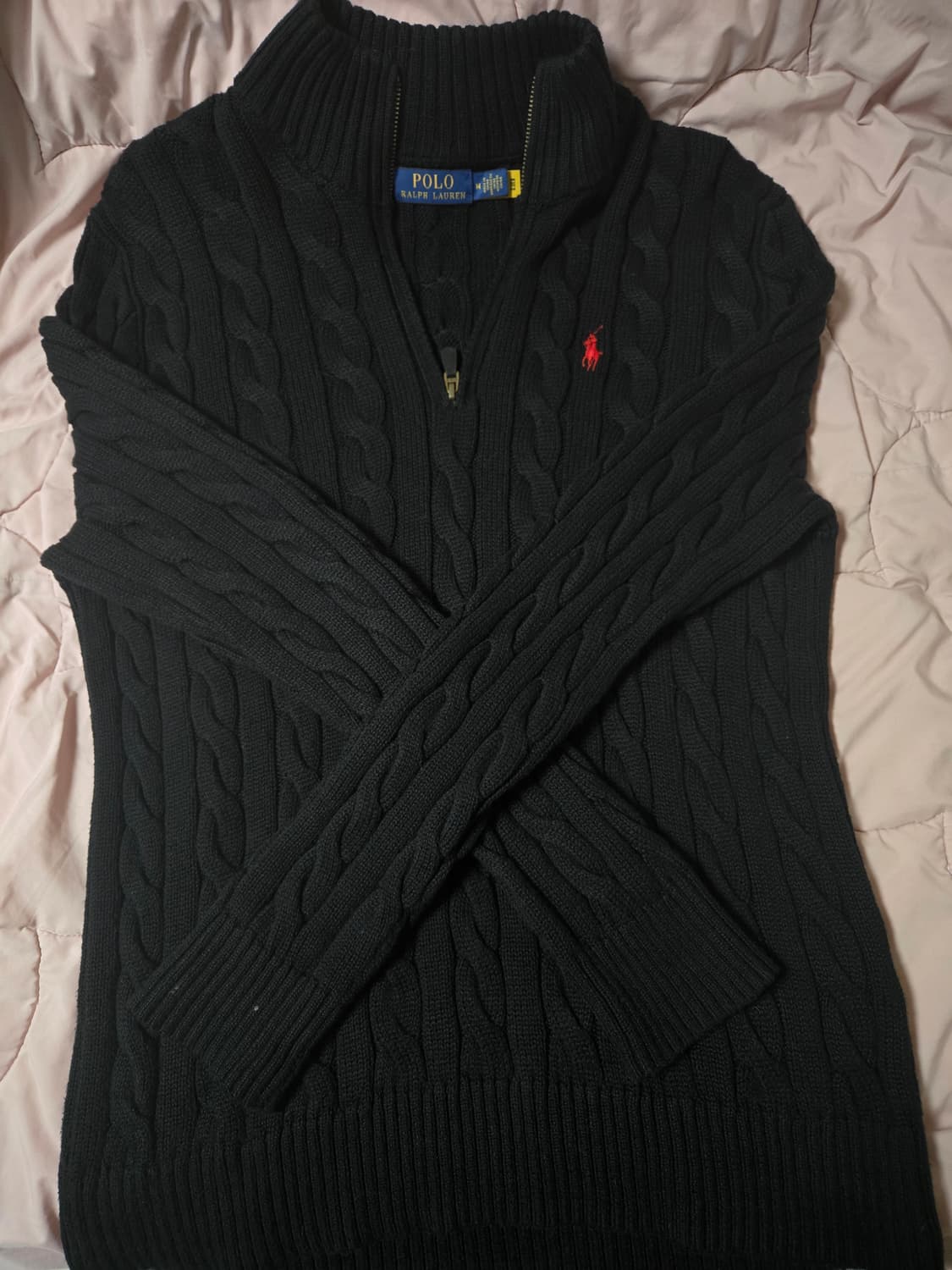 폴로 꽈배기 니트 블랙m 상품이미지1