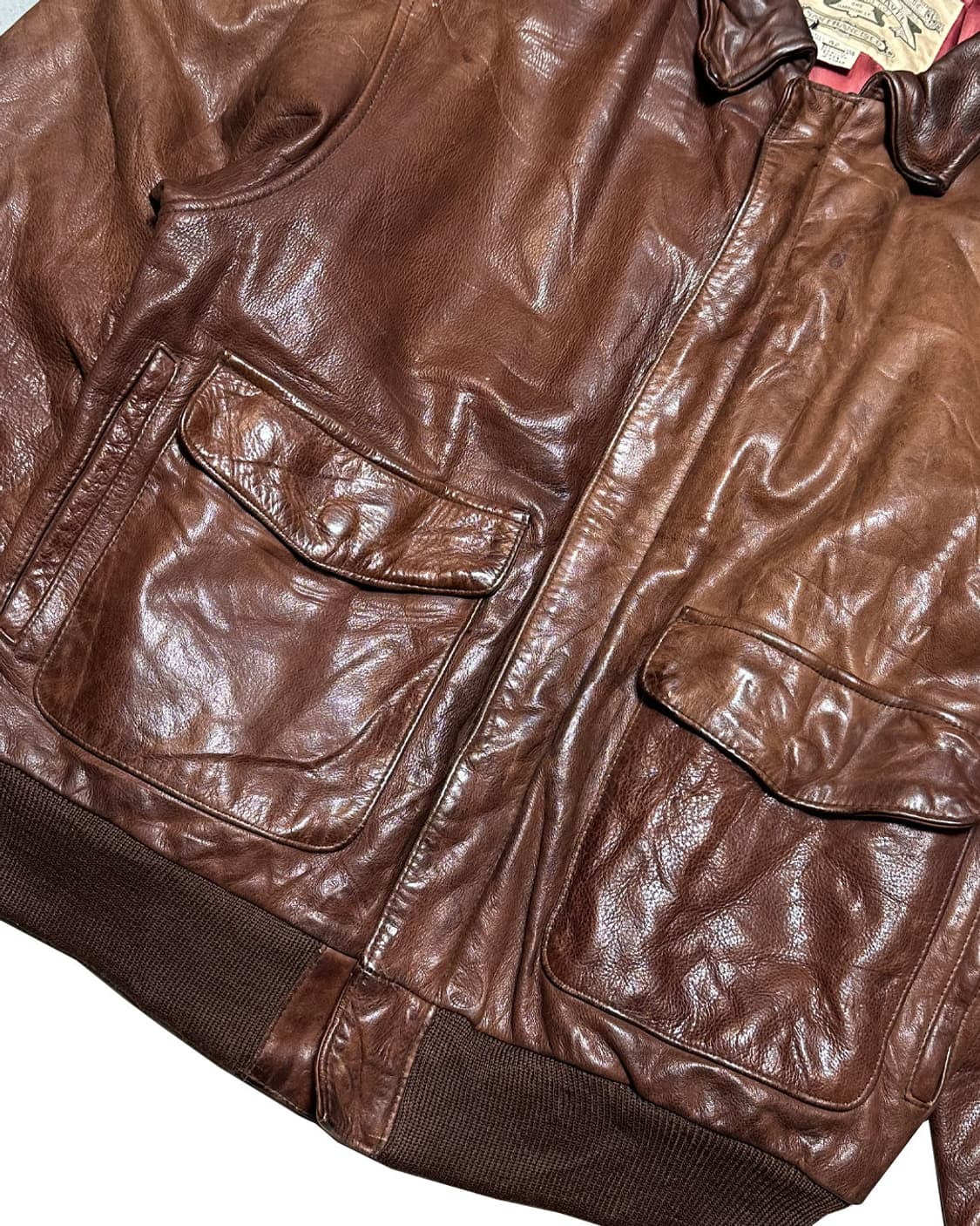 90s 헤비 리얼 레더 A-2 플라이트 자켓 made in korea 상품이미지4