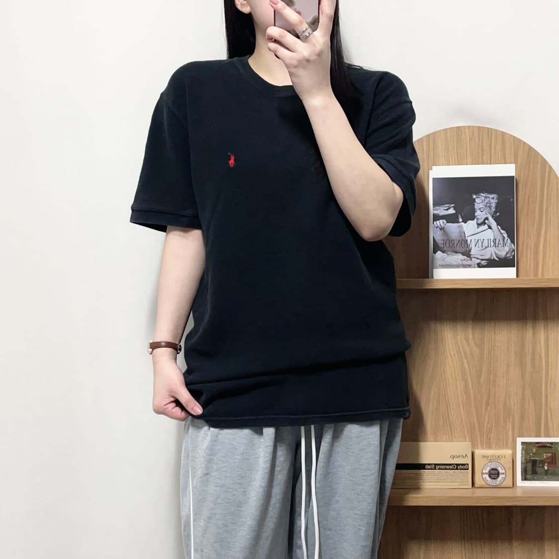 [정품] 폴로 블랙 / 레드포니 와플 반팔티 [ XL ] 상품이미지1