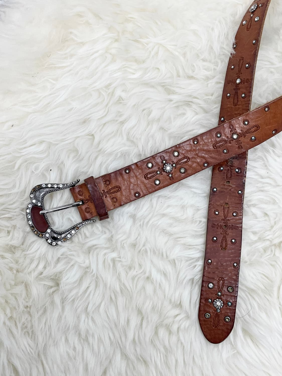 리얼레더 오리엔탈 큐빅 버클 벨트 상품이미지6